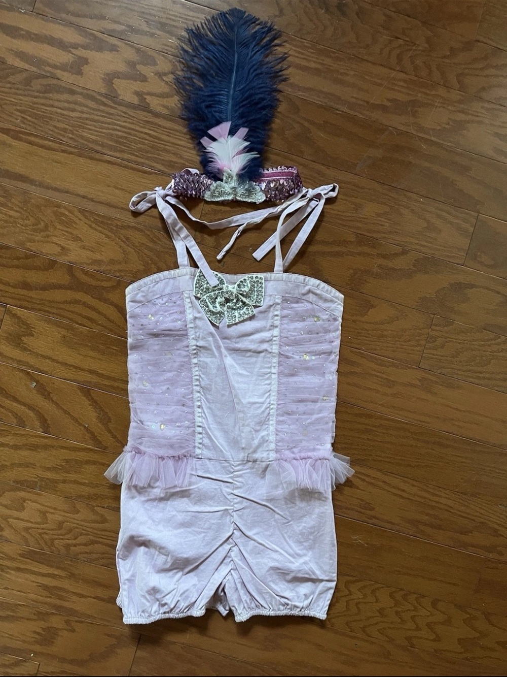 Tutu Du Monde Pale Lavender Sequin Tulle Romper with Feathered Headband